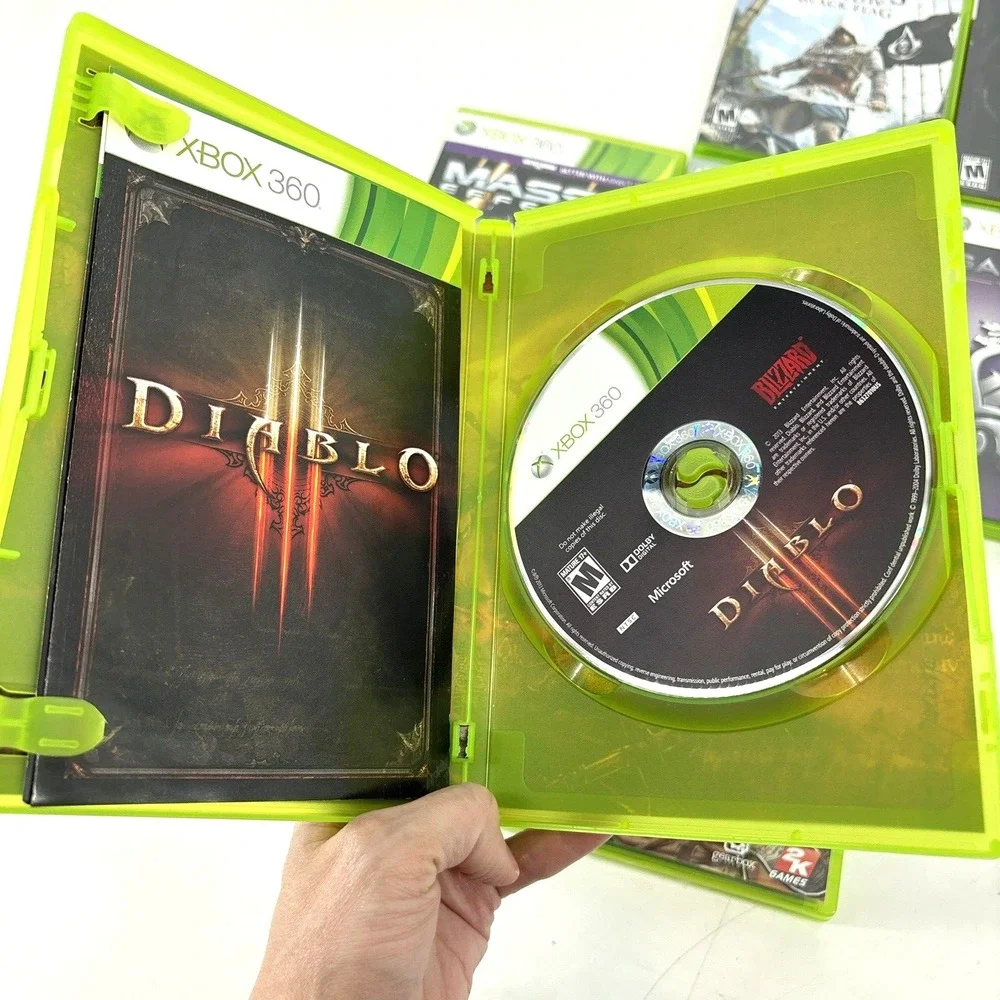 XBOX 360 Adventure Game Lot Diablo,‎ Skyrim, Assassin's Creed IV, Borderlands 2